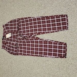 Missguided women's burgundy plaid pants. NWT sz 4 pet  Polyester/cotton